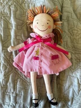 Soft Pink Striped Rag Doll Plush Toy for Kids